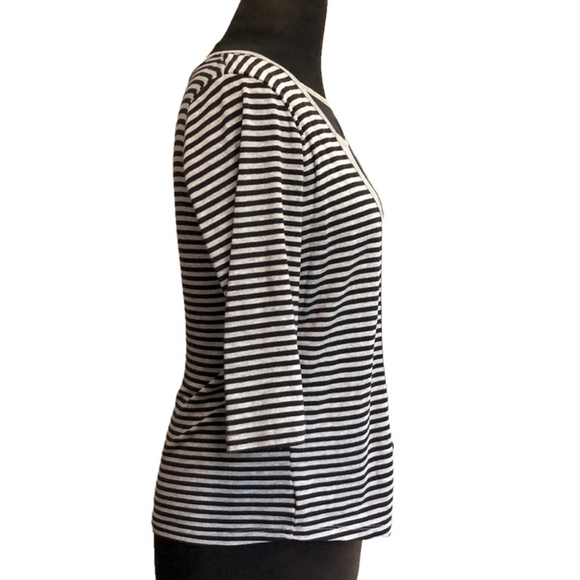 Black & Grey Striped Jason Maxwell Fooler Top, Size Medium - Picture 2 of 6